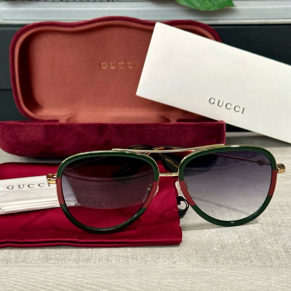 Gucci Green and Gold Sunglasses